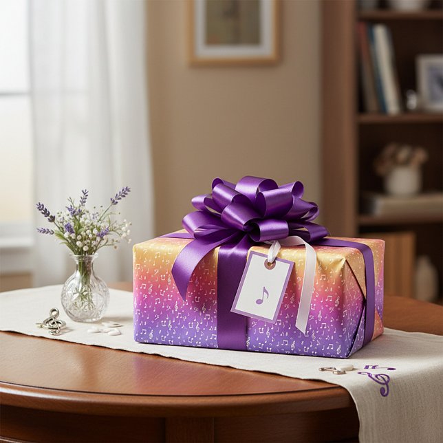 Papel de embrulho musical com arco-íris pastel e b (Criador carregado)