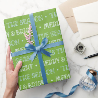 Papel de embrulho Natal Alegre e Brilhante Verde