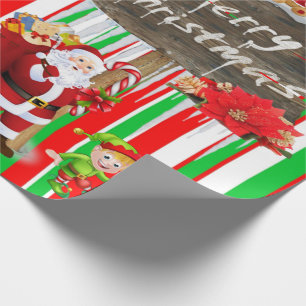 Papel de embrulho Natal alegre Elfo boneco de neve