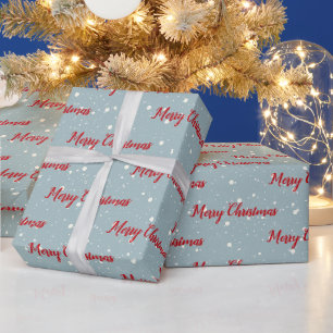 Papel de embrulho Natal Alegre Vermelho em flocos