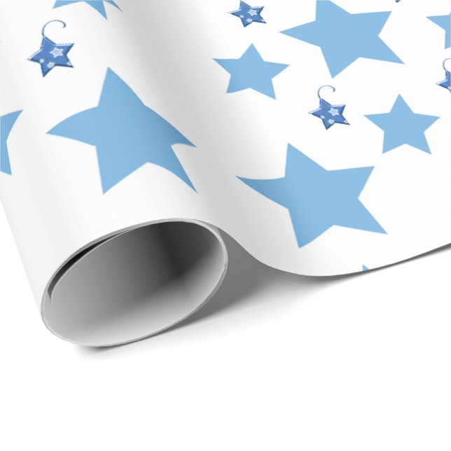 Papel de embrulho Natal Azul Estrelas Feliz Natal (Ponta do rolo)