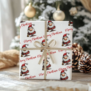 Papel de embrulho Natal Divertido Papai Noel Aquar