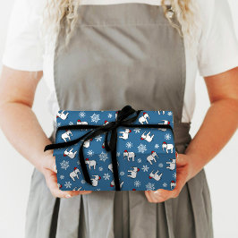 Papel de embrulho Natal Elefante Branco (Azul)