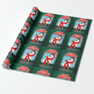 Papel de embrulho Natal Feliz Boneco de Neve