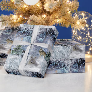 Papel de embrulho Natal Florestal com Lobos