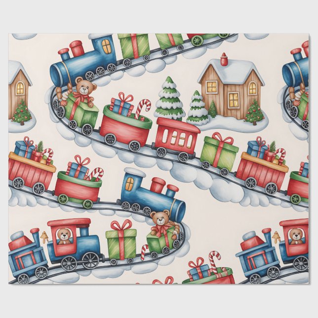 Papel de embrulho Natal Toyland & Trens para Crian (Aberto)