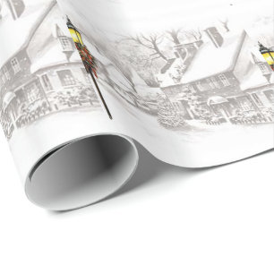 Papel de embrulho Natal Vintage Town