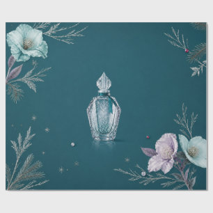 Papel de embrulho natalino azul turquesa perfume d