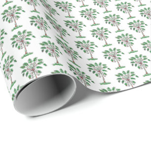 Papel de embrulho Natalino Block Print Palmetto