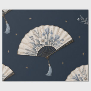 Papel de embrulho natalino elegante leque botânico