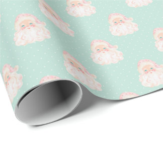 Papel de embrulho natalino rosa vintage do Papai N