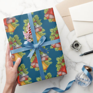 Papel de embrulho Natalino sinos azul escuro
