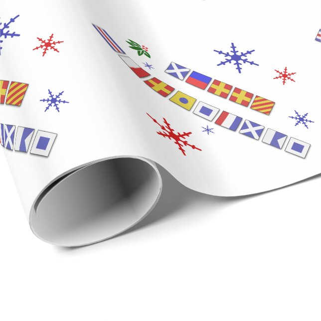 Papel de embrulho náutico do Feliz Natal da (Ponta do rolo)