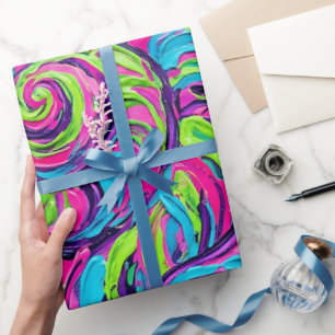 Papel de embrulho Neon Espiral de Conchas Abstrata