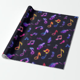 Papel de embrulho Notas Musicais Neon