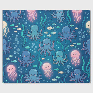 Papel de embrulho Oceano de polvo e Água-viva Glow
