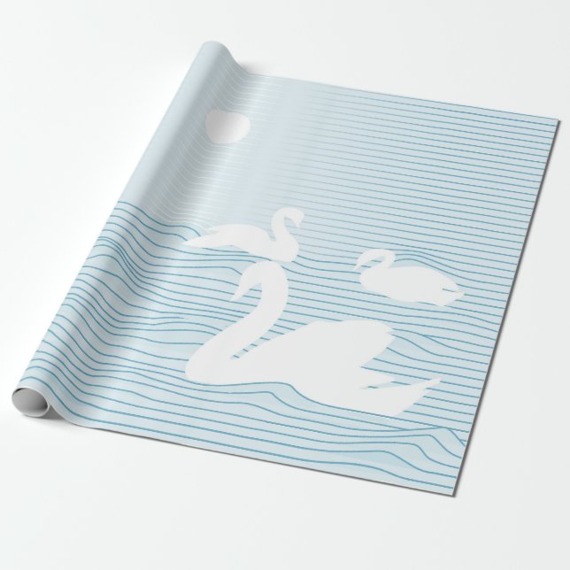 Papel de embrulho OP Art Blue Swan Drift (Desenrolado)
