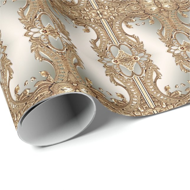 Papel de embrulho ornamentado dourado (Ponta do rolo)