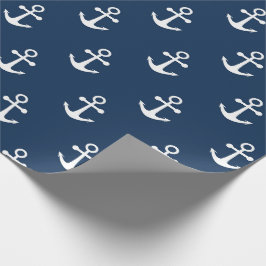 Papel de embrulho padrão azul marinho âncora náuti