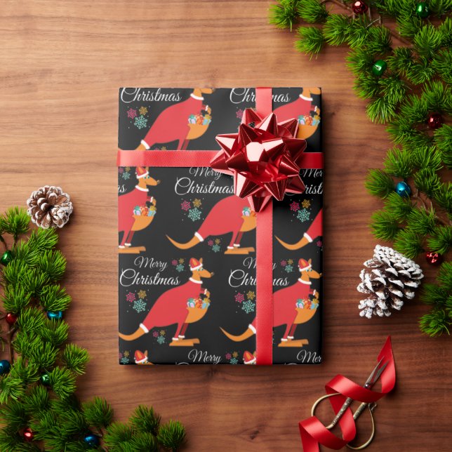 Papel de embrulho padrão canguru Natal feliz (Presente de Natal)