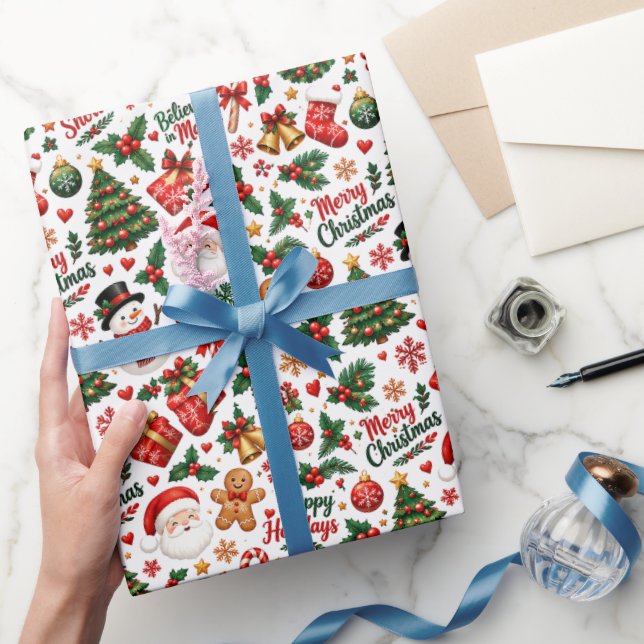 Papel de embrulho padrão contínuo de Natal (Presentear)