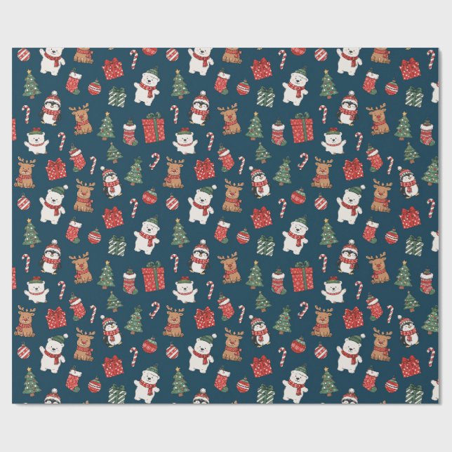 Papel de embrulho padrão contínuo de Natal (Aberto)
