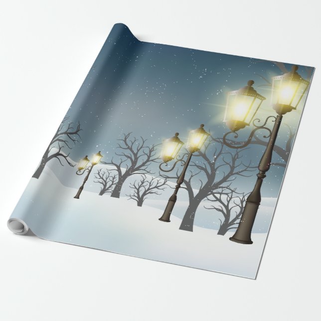 Papel de embrulho padrão de floresta de inverno (Desenrolado)