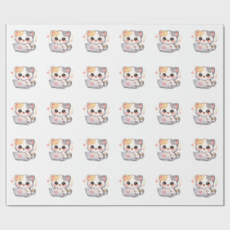 Papel de embrulho padrão de gatos fofos Kawaii