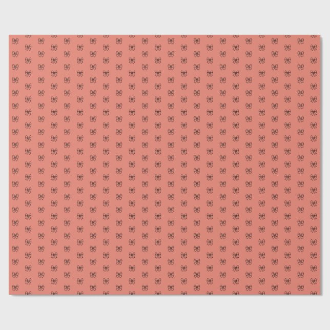 Papel de embrulho padrão de laço coquete rosa fofo (Aberto)