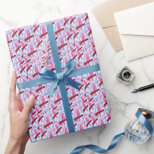 Papel de embrulho padrão de pássaros elegantes   (Presentear)