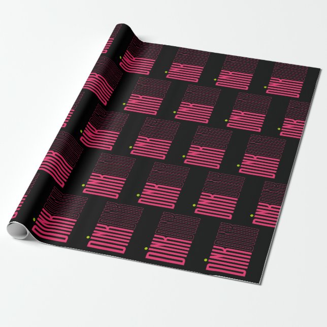 Papel de embrulho padrão dink rosa de pickleball  (Desenrolado)
