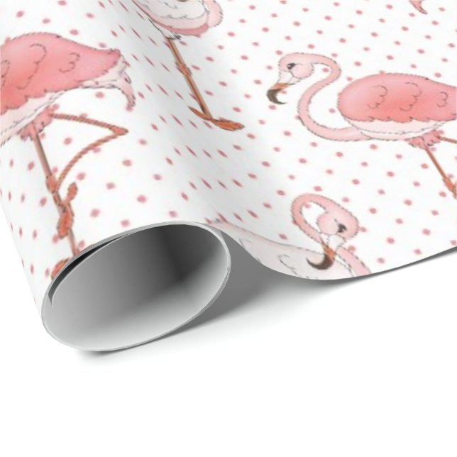 Papel de embrulho padrão Flamingo Rosa Praia (Ponta do rolo)