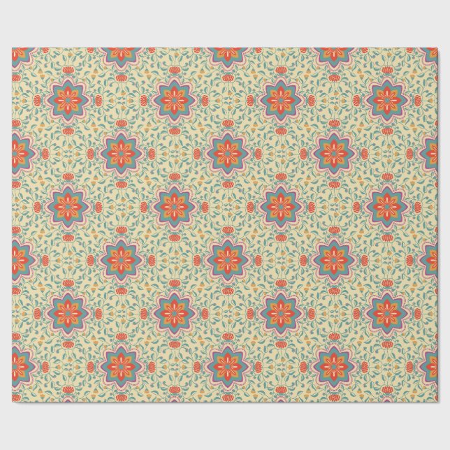 Papel de embrulho padrão Floral Folk (Barra)