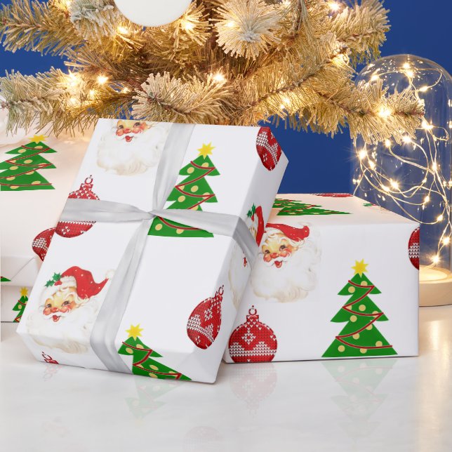 Papel de embrulho padrão natal retro Papai Noel (Feriados)