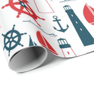 Papel de embrulho padrão Praia Náutica