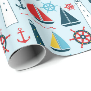 Papel de embrulho padrão Praia Náutica