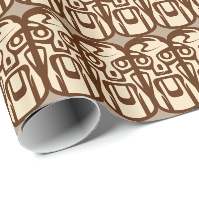 Papel de embrulho padrão rosto Tiki de praia (Ponta do rolo)