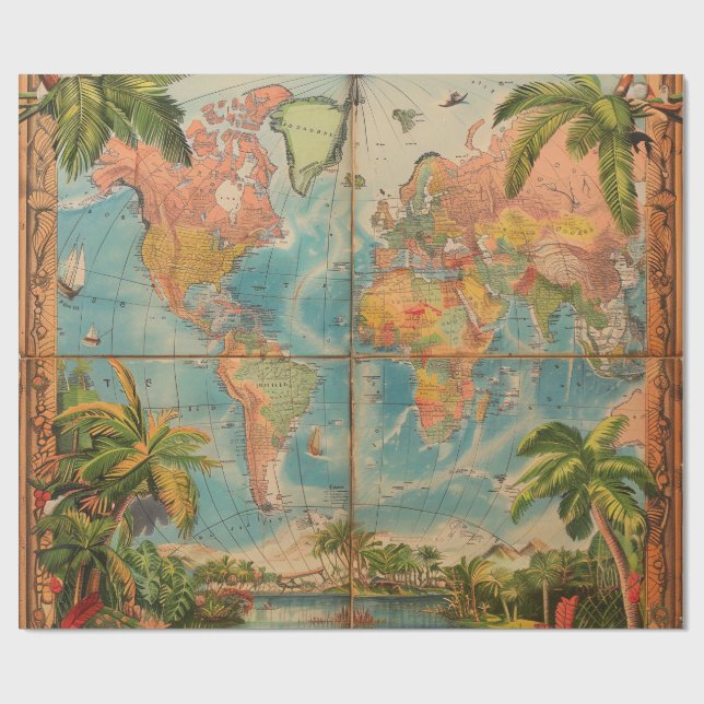 Papel de embrulho - Papel de embrulho Atlas Vintag (Aberto)