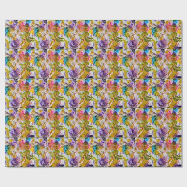 Papel de Embrulho, Papel de Presente Floral Pintad (Aberto)