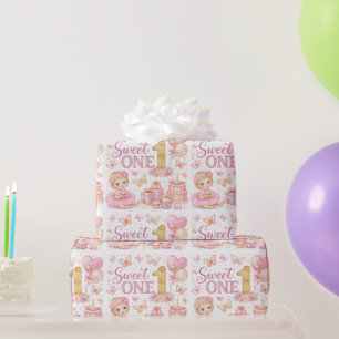 Papel de embrulho para 1º aniversário Sweet One Pi