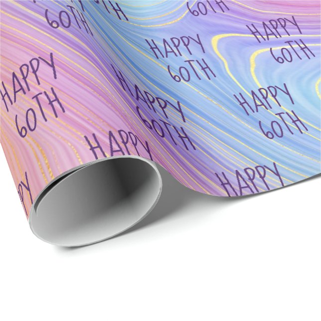 Papel de embrulho para 60º aniversário Pastel Rain (Ponta do rolo)