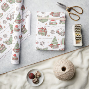 Papel de embrulho para amante de livros no Natal a