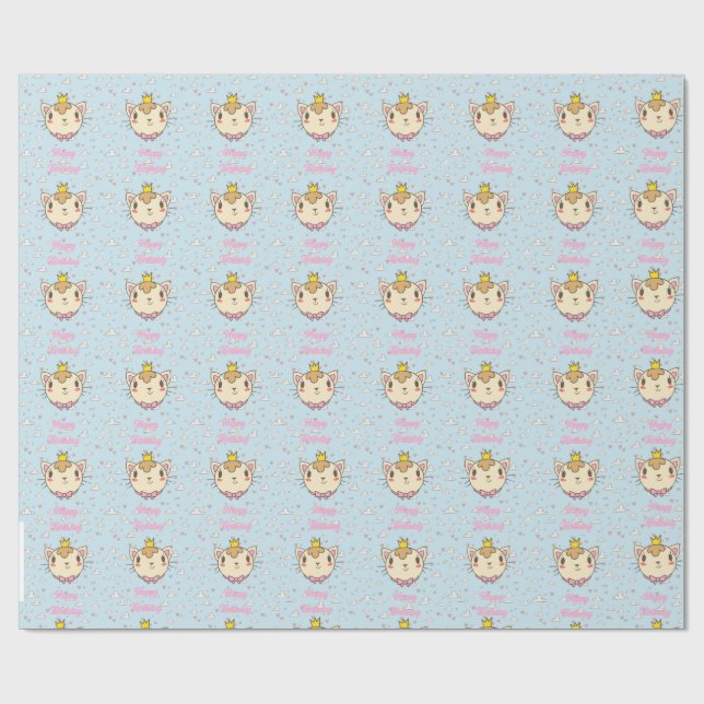 Papel de embrulho para aniversário de gato (Aberto)