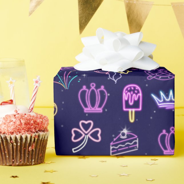 Papel de embrulho para aniversário de princesa neo (Festa de aniversário)
