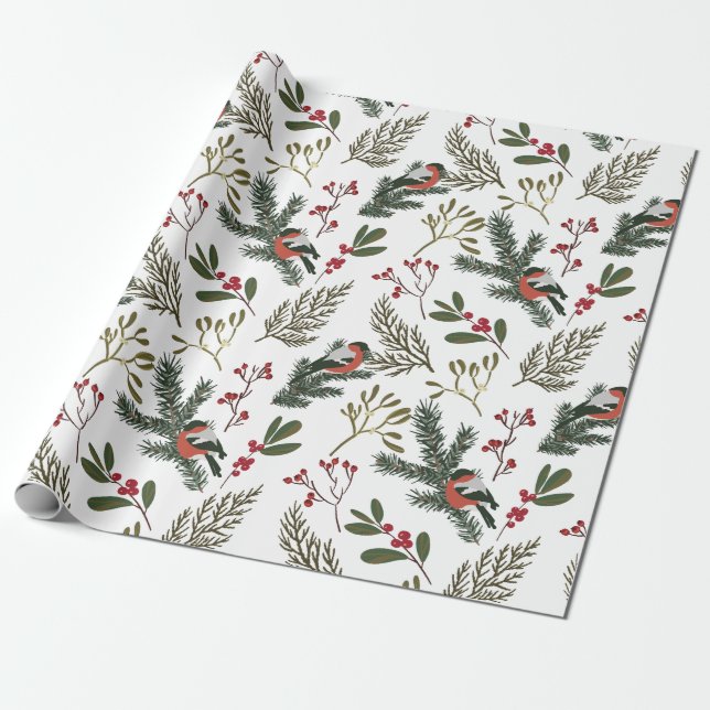 Papel de embrulho para as aves de inverno de Natal (Desenrolado)