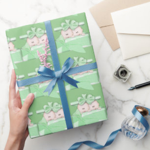 Papel de embrulho para bebês duplos unisexos verde