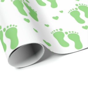 Papel de embrulho para bebês, pés de unisex verd