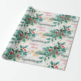 Papel de embrulho para casamento de Natal em aquar