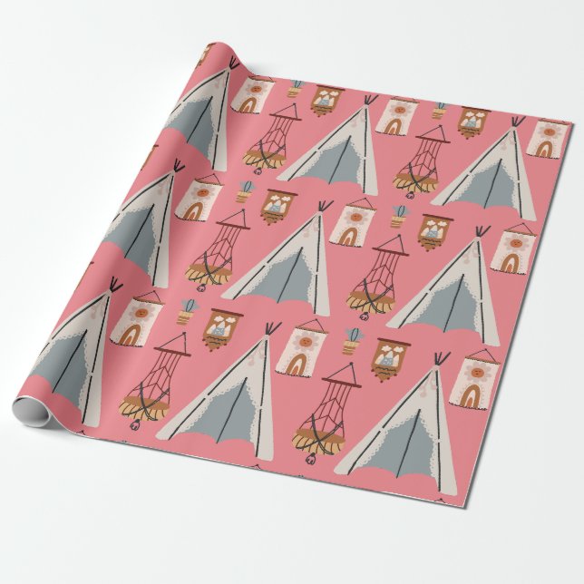 Papel de embrulho para casas leves, cor-de-rosa, p (Desenrolado)