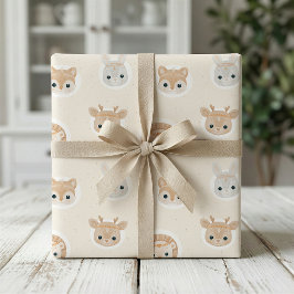Papel de embrulho para chá de bebê com animais fof